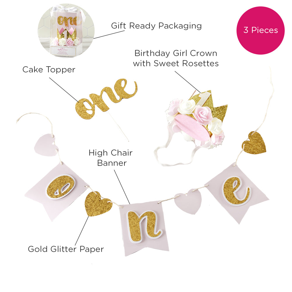 Celebrate Gold Glitter Cake Topper - 1 Pce