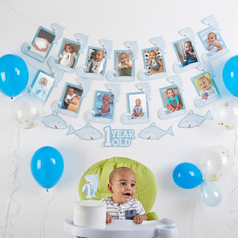  Boy First Birthday Decorations - One Cake Topper, Blue