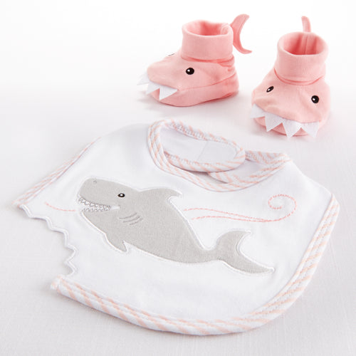 Chomp & Stomp Shark Set Aspen & – Baby Booties Baby Gifts Aspen Bib Gift Gifts (Pink) Baby 