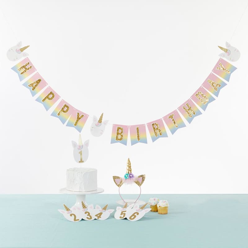 Gold Glitter Unicorn Birthday Party Decorations