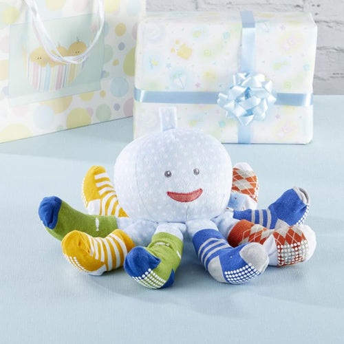 Mr. Sock T. Pus Plush Plus Blue Octopus with 4 Pairs of Socks Gift Set -  Baby Aspen – Baby Aspen Gifts