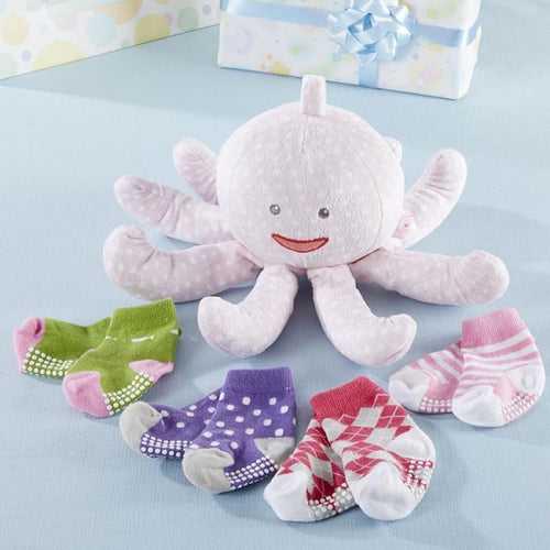 Mr. Sock T. Pus Plush Plus Blue Octopus with 4 Pairs of Socks Gift Set -  Baby Aspen – Baby Aspen Gifts